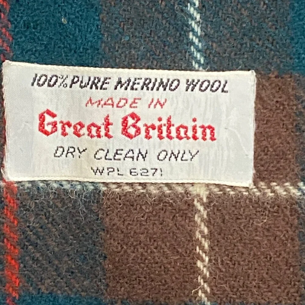 100% Pure Merino Wool tartan Plaid Scarf Made In Great Britain brown green red